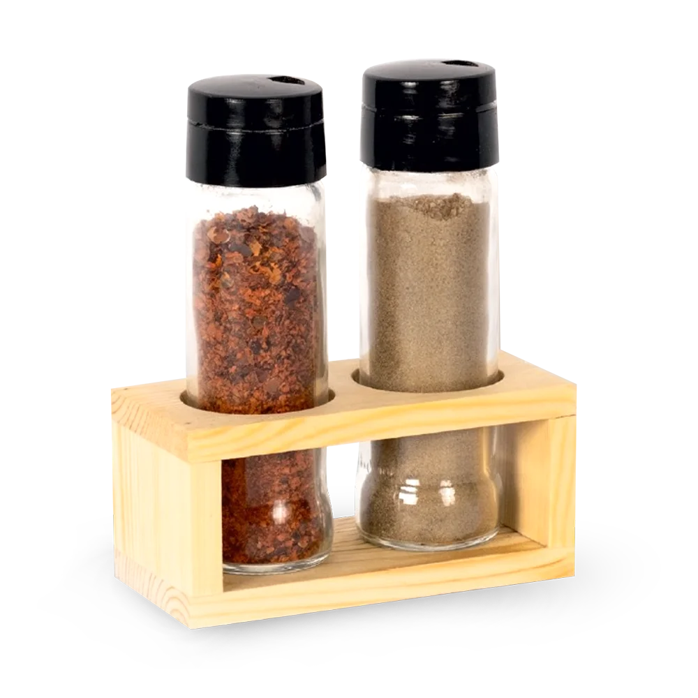 HİLLCAP 2 Lİ AHŞAP SDANTLI BAHARATLIK TUZLUK  SETİ